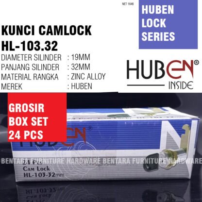 (BOX SET 24 PCS) Huben Kunci HL-103 32MM Kunci Loker Locker - Sliding Wardrobe Camlock Lock Key (GROSIR)