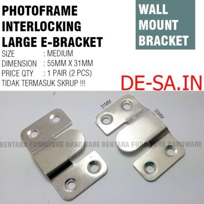 2 x BRAKET-E 55 X 30 MM CANTOLAN BINGKAI FOTO FIGURA PIGURA GANTUNG - E Bracket Wall Flush Mount Photoframe Plate