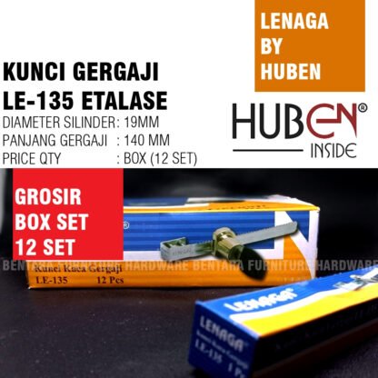 (BOX SET 12 PCS) LENAGA BY HUBEN LE-135 KUNCI HUBEN KUNCI LENAGA KUNCI GERGAJI KUNCI ETALASE KACA (GROSIR)