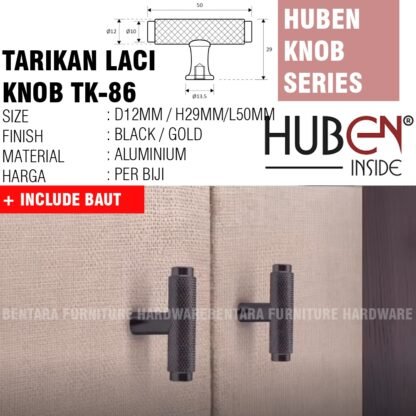 HUBEN TK-86 TARIKAN KNOB ALUMINIUM LACI MEJA LEMARI KABINET PINTU HANDLE - Gambar 2