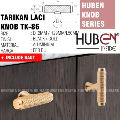 HUBEN TK-86 TARIKAN KNOB ALUMINIUM LACI MEJA LEMARI KABINET PINTU HANDLE - Gambar 3