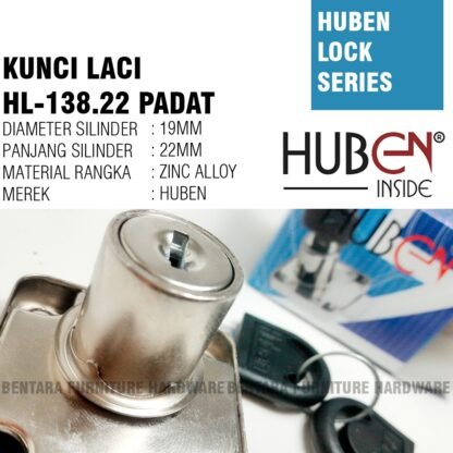 HUBEN HL-138 22 MM KUNCI KERANGKA PADAT KUNCI LACI SMALL KECIL