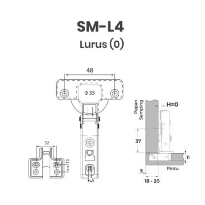 HUBEN SM-L4 35MM ENGSEL SENDOK SLOW MOTION SM-0 SM-8 SM-16 Lurus Setengah Full Bungkuk - Gambar 7