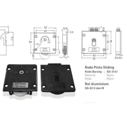 HUBEN SD-31 / 41 RODA PINTU GESER WHEEL CASTER SLIDING DOOR (UNTUK REL U DAN M ) - Gambar 6