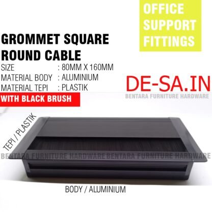 GROMMET SQUARE CABLE 80 x 400 MM - PLASTIK / ALUMINIUM LUBANG KOTAK / PERSEGI KABEL 8 X 40 CM UNTUK MEJA KERJA OFFICE STUDY - Gambar 4
