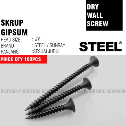 SUNRAY/STEEL SKRUP GYPSUM HEAD #6 - SELF TAPPING SCREW FLAT HEAD (FH) (2.5/3/4/5 CM GIPSUM