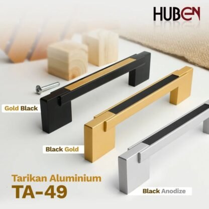 HUBEN TA-49 192MM TARIKAN LACI MEJA LEMARI KABINET GAGANG PINTU HANDLE ALUMINIUM GOLD BLACK ANODIZE LEMARI KABINET DAPUR DRAWER - Gambar 2