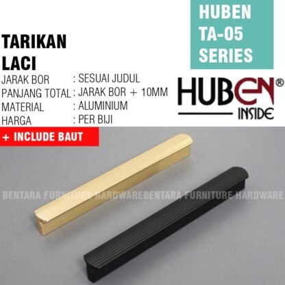 HUBEN TA-05 96MM TARIKAN LACI MEJA LEMARI 64MM 96MM Handle Aluminium BLACK GOLD HITAM EMAS