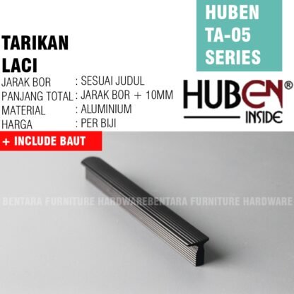 HUBEN TA-05 96MM TARIKAN LACI MEJA LEMARI 64MM 96MM Handle Aluminium BLACK GOLD HITAM EMAS - Gambar 2