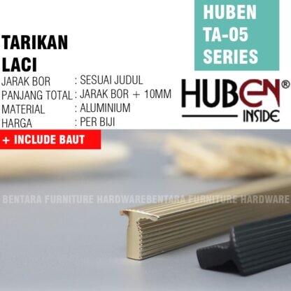 HUBEN TA-05 96MM TARIKAN LACI MEJA LEMARI 64MM 96MM Handle Aluminium BLACK GOLD HITAM EMAS - Gambar 3