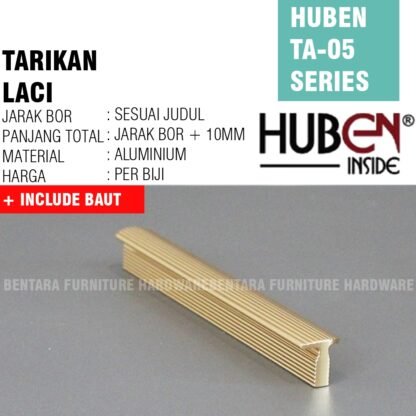 HUBEN TA-05 96MM TARIKAN LACI MEJA LEMARI 64MM 96MM Handle Aluminium BLACK GOLD HITAM EMAS - Gambar 4