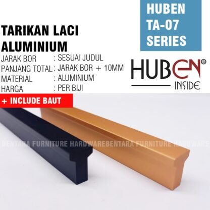 HUBEN TA-07 192MM TARIKAN LACI ALUMINIUM 96 128 160 192 BLACK GOLD PINTU LEMARI KABINET DAPUR DRAWER - Gambar 2