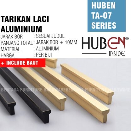 HUBEN TA-07 192MM TARIKAN LACI ALUMINIUM 96 128 160 192 BLACK GOLD PINTU LEMARI KABINET DAPUR DRAWER - Gambar 9