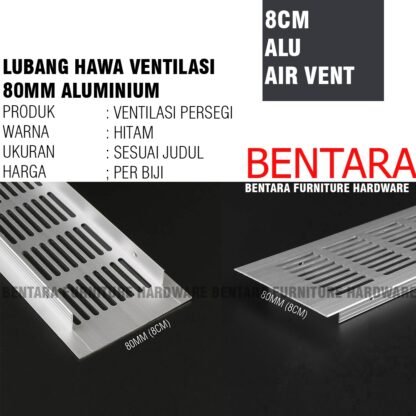 LUA-80 VENTILASI 80 X 1000 MM LUBANG UDARA ALUMINIUM  VENTILASI HAWA PERSEGI (8 X 100 CM) Finishing Dof Silver