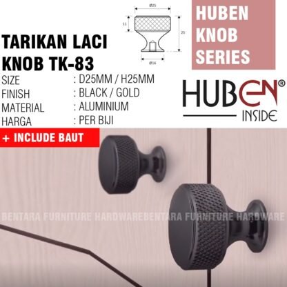 HUBEN TK-83 TARIKAN KNOB ALUMINIUM LACI MEJA LEMARI KABINET PINTU HANDLE - Gambar 2