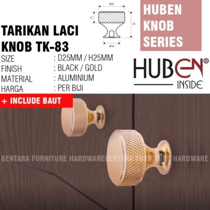 HUBEN TK-83 TARIKAN KNOB ALUMINIUM LACI MEJA LEMARI KABINET PINTU HANDLE - Gambar 3