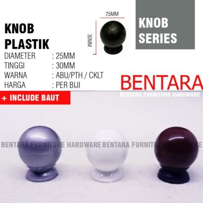 TKG-25PL TARIKAN KNOB GUNDU PLASTIK D25MM -LACI MEJA LEMARI KABINET PINTU HANDLE ABU HITAM PUTIH COKLAT