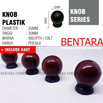 TKG-25PL TARIKAN KNOB GUNDU PLASTIK D25MM -LACI MEJA LEMARI KABINET PINTU HANDLE ABU HITAM PUTIH COKLAT - Gambar 2