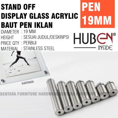 HUBEN PIK PEN IKLAN 19 x 50 - Pen Baut Stabil Kaca / Akrilik /20MM/25MM/30MM/40MM/50MM