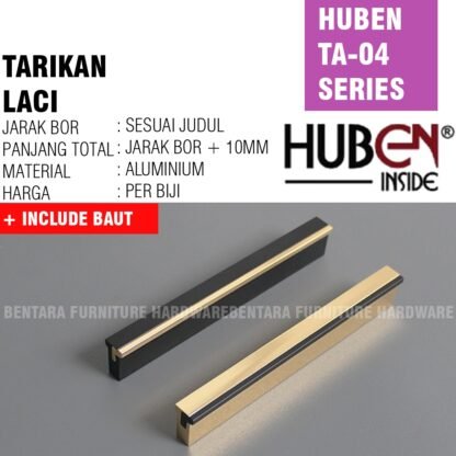 HUBEN TA-04 96MM TARIKAN LACI MEJA LEMARI 64MM 96MM Handle Aluminium BLACK GOLD HITAM EMAS