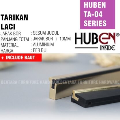 HUBEN TA-04 96MM TARIKAN LACI MEJA LEMARI 64MM 96MM Handle Aluminium BLACK GOLD HITAM EMAS - Gambar 3