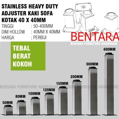 40CM KSK-40 KAKI SOFA MEJA KOTAK H-400MM (40 CM ) TABLE LEG - HOLLOW SQUARE 40 X 40 MM FURNITURE LEG STAINLESS STEEL