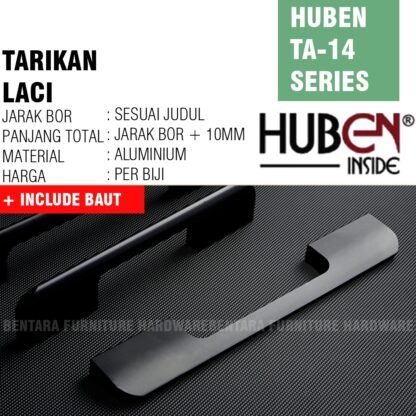 HUBEN TA-14 192MM TARIKAN LACI MEJA LEMARI 128MM 96MM Handle Aluminium BLACK GOLD HITAM EMAS - Gambar 4