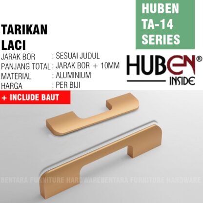 HUBEN TA-14 192MM TARIKAN LACI MEJA LEMARI 128MM 96MM Handle Aluminium BLACK GOLD HITAM EMAS - Gambar 6