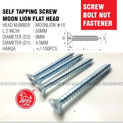 MOON LION SKRUP HEAD #8 - SELF TAPPING SCREW FLAT HEAD (FH) (1/1.5/2/2.5/3/4/5/6/7.5 CM - Gambar 3