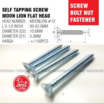 MOON LION SKRUP HEAD #8 - SELF TAPPING SCREW FLAT HEAD (FH) (1/1.5/2/2.5/3/4/5/6/7.5 CM - Gambar 4