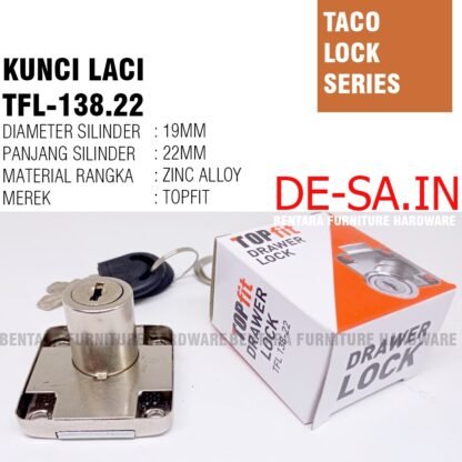 TACO TOPFIT TFL-138 22MM KUNCI TACO DRAWER LOCK KUNCI LACI EKONOMIS