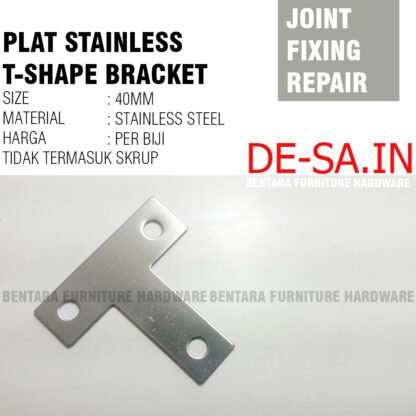 Plat T 80 X 80 MM Stainless Steel - Tee Flat Bracket Joint Fixing Repair Bracket Siku ( 8 CM X 8 CM) - Gambar 3