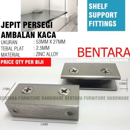 AJ-60 AMBALAN JEPIT KOTAK 54 X 28 MM  BRACKET WALL MOUNTING 6CM ZINC ALLOY CHROME