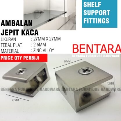 AJ-60 AMBALAN JEPIT KOTAK 54 X 28 MM  BRACKET WALL MOUNTING 6CM ZINC ALLOY CHROME - Gambar 2