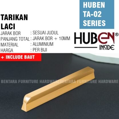 HUBEN TA-02 96MM TARIKAN LACI MEJA LEMARI  64MM 96MM Handle Aluminium BLACK GOLD HITAM EMAS - Gambar 3