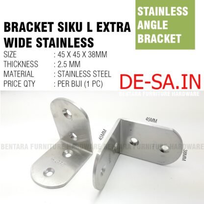 SO-SS 85MM Braket Siku Oval 85 x 85 x 38 MM - L-Shaped Angle Bracket Stainless Steel Sudu - Gambar 2