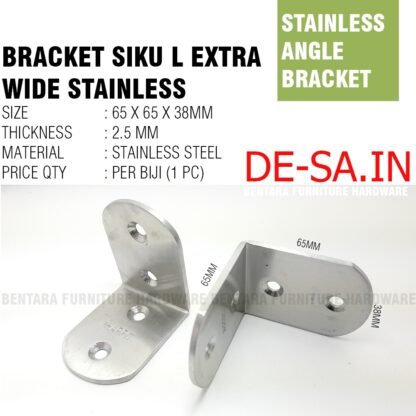 SO-SS 85MM Braket Siku Oval 85 x 85 x 38 MM - L-Shaped Angle Bracket Stainless Steel Sudu - Gambar 3