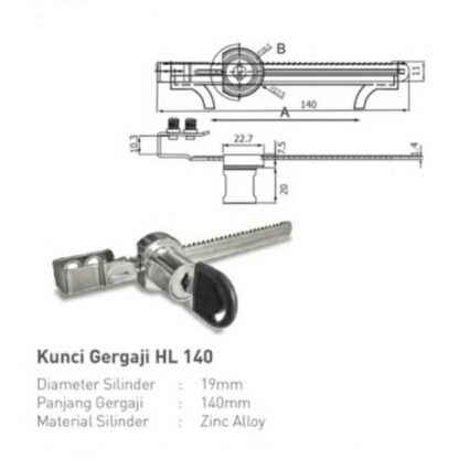 HUBEN HL-140 KUNCI GERGAJI KUNCI HUBEN KUNCI ETALASE KACA - Gambar 5