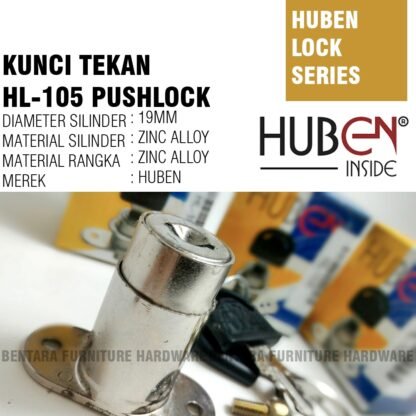 Huben HL-105 - Kunci Laci Kunci Huben Push Lock (Kunci Tekan) Drawer Lock