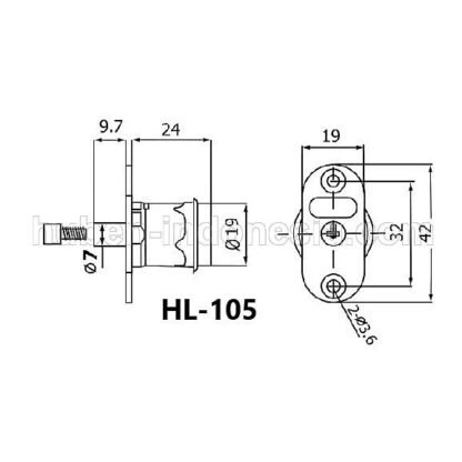 Huben HL-105 - Kunci Laci Kunci Huben Push Lock (Kunci Tekan) Drawer Lock - Gambar 4