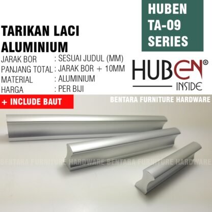 HUBEN TA-09 192MM TARIKAN LACI ALUMINIUM 32 64 96 128 160 ANODIZE PINTU LEMARI KABINET DAPUR DRAWER