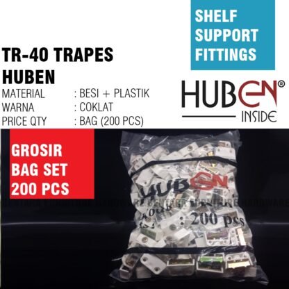 (BAG SET 200 PCS) HUBEN TR-40 TRAPES PUTIH COKLAT - UNTUK AMBALAN SIKU / KD KNOCK DOWN FURNITURE FITTING TRAFEX TRAVES (GROSIR)