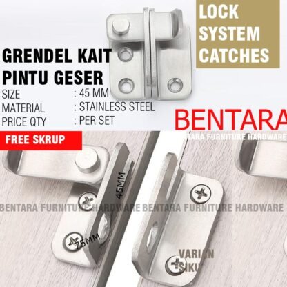 GRENDEL KAIT PINTU GESER STAINLESS STEEL SMALL LATCH MINIMALIS