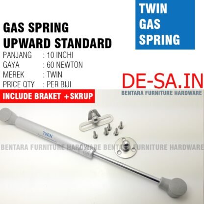 60N TWIN GAS SPRING 10 INCHI X 60 NEWTON - Hidrolik Jok Motor Kabinet Dapur