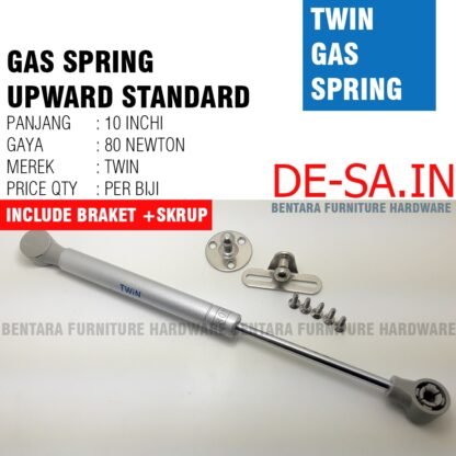 60N TWIN GAS SPRING 10 INCHI X 60 NEWTON - Hidrolik Jok Motor Kabinet Dapur - Gambar 2