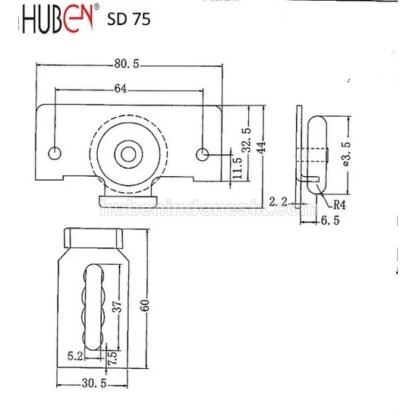 Huben SD-75 Sliding Door  Wheel Caster Roda(Roda Untuk Pintu Lemari Kabinet Geser) LENAGA LESD-75 - Gambar 5