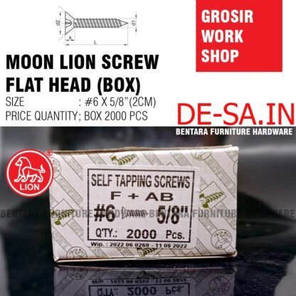 (BOX = 2000PCS) GS-ML MOON LION #6 X 5/8" SKRUP SEKRUP 1.5CM (15MM)  - High Quality Flat Head Self Tapping Screw (GROSIR SKRUP) (WORKSHOP)