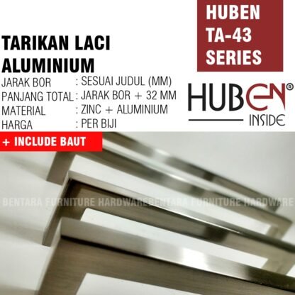 HUBEN TA-43 160MM TARIKAN LACI ALUMINIUM CHROME 64 96 128 160 192 ANODIZE PINTU LEMARI KABINET DAPUR