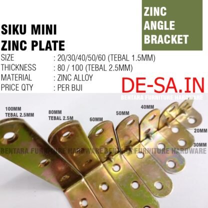 100MM SIKU L BESI ZINC SUDUT MINI 100 /80/60/50/40/30/20MM