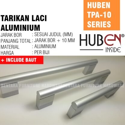 HUBEN TPA-10 192MM TARIKAN LACI HANDLE ALUMINIUM 96 128 160 ANODIZE PINTU LEMARI KABINET DAPUR DRAWER